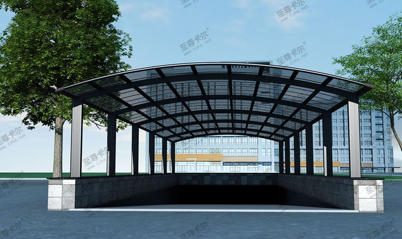 至尊卡爾地下車庫出口雨棚設計圖紙大全？美觀又耐用！